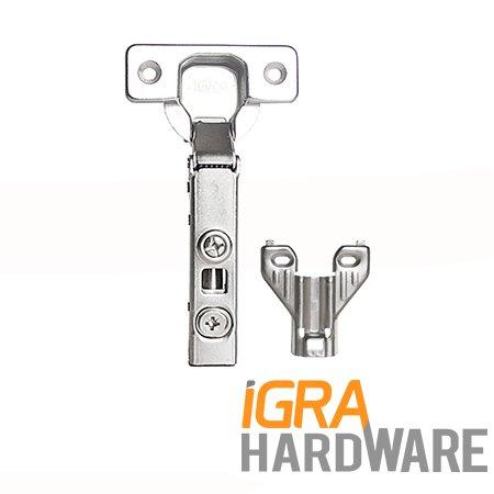 KIT: 110° Full Overlay Soft Closing Clip Hinge With Steel Face Frame Mounting Plate