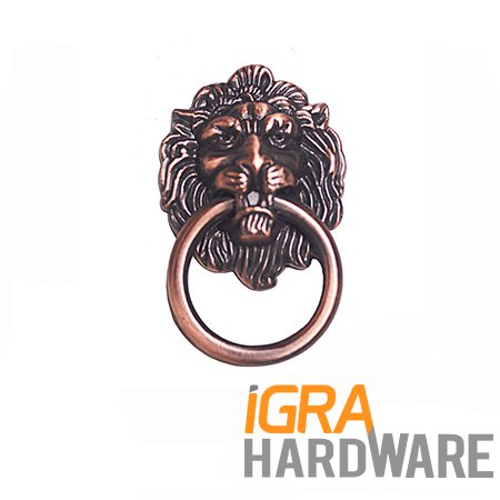 Brushed Copper Lion Cabinet Knob